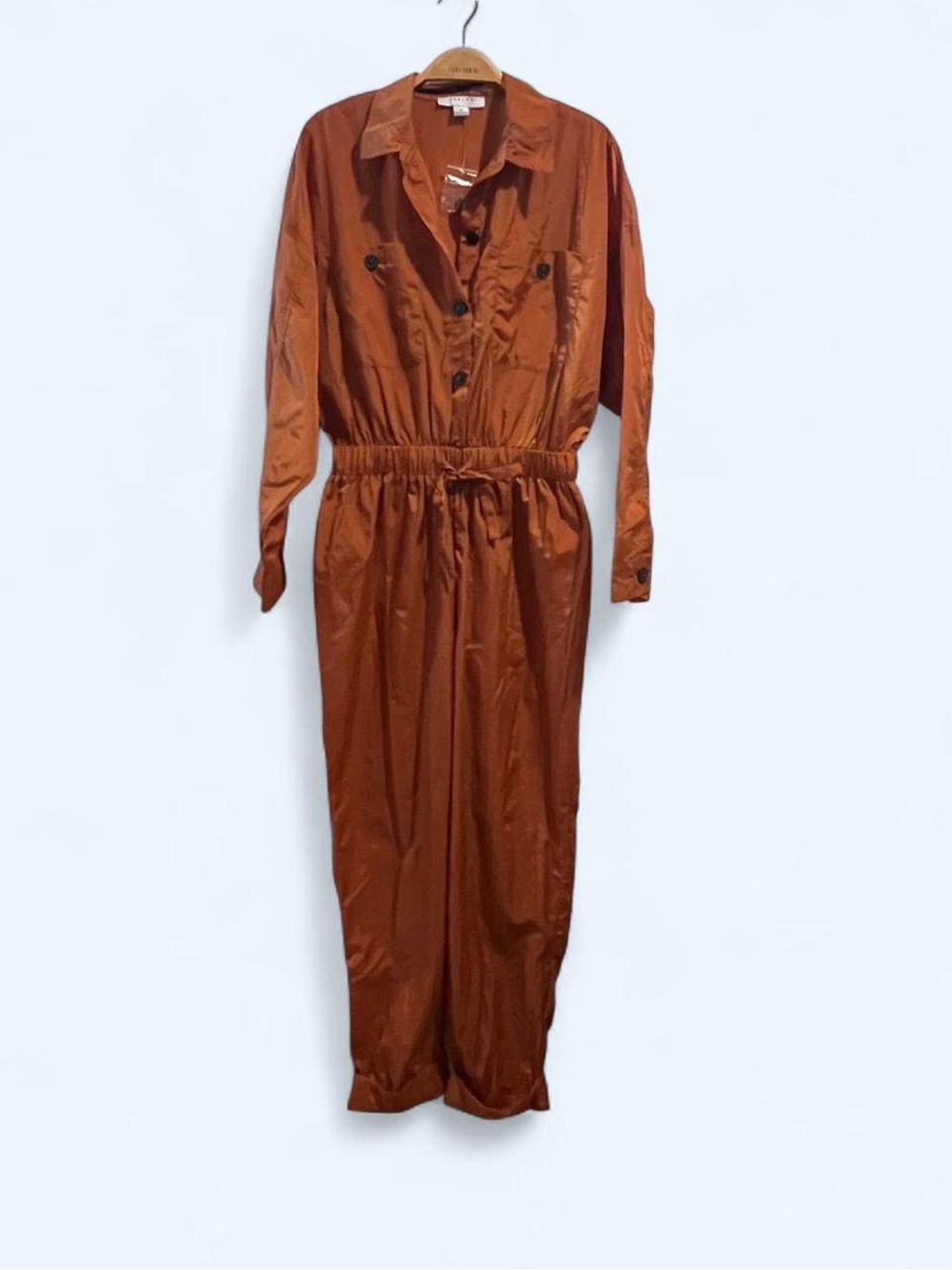 FAVLUX Button-Front Shirt Jacket in Burnt Orange